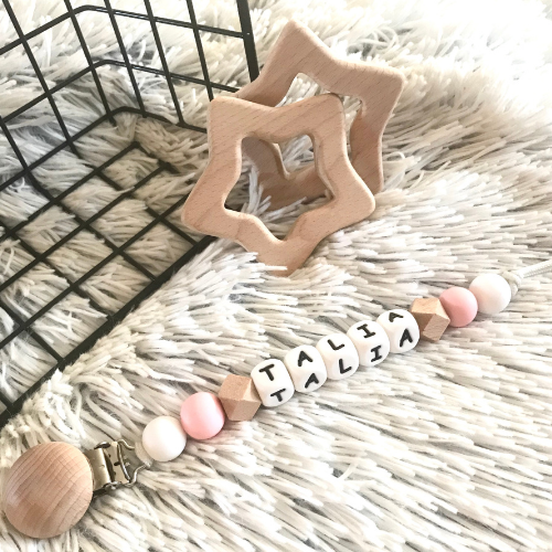 Talia style - pacifier clip with name